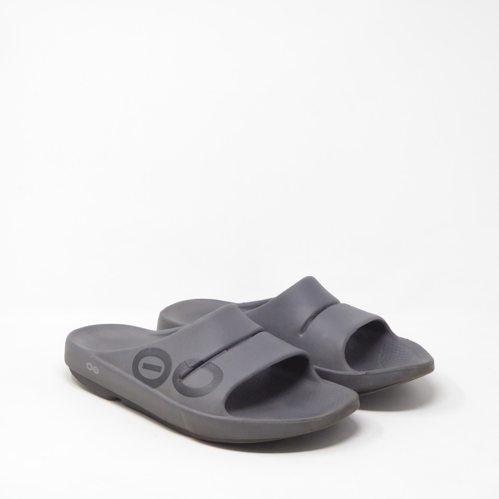 OOFOS OOahh Sport Slide Sandals Gray OOfoam Recovery Comfort Slip On Mens 10